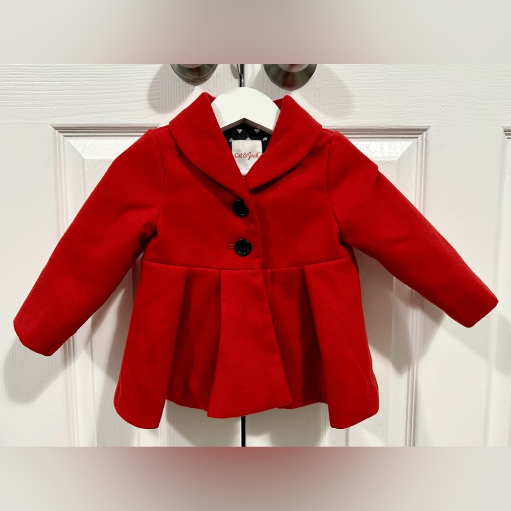 Precious 12M Baby Girl Red Coat VGUC